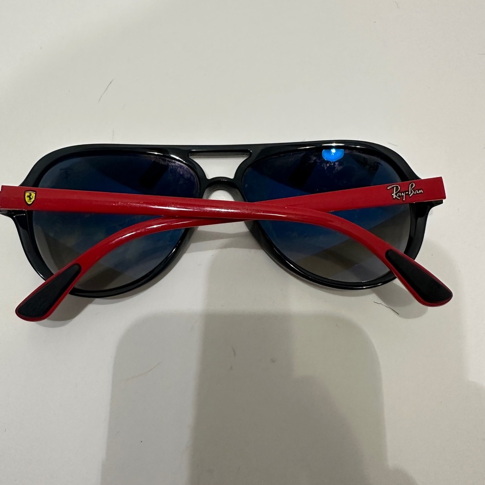 Ray-Ban Ferrari RB4125-M Aviator Sunglasses Black Red Italy No Case - Picture 9 of 11